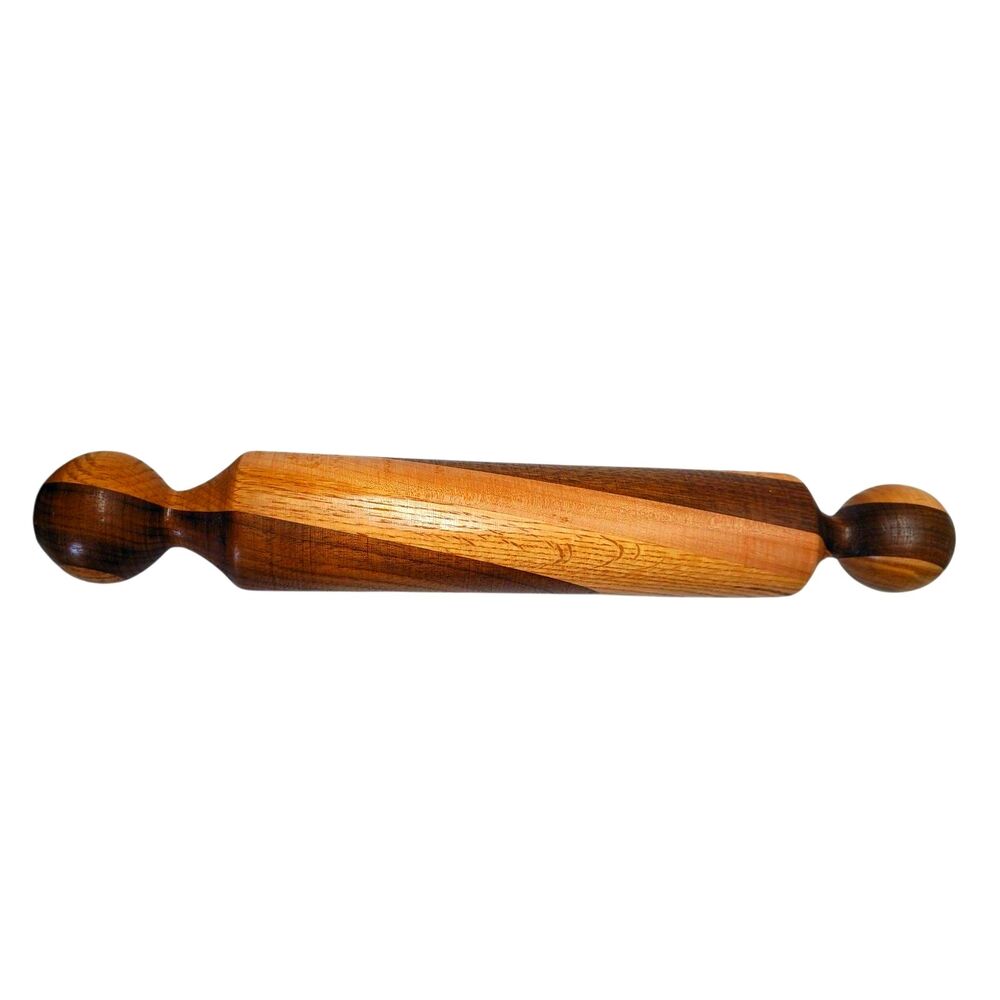 Vintage Handcrafted Traditional Rolling Pin Multi-Wood Bakers style Culinary Pie